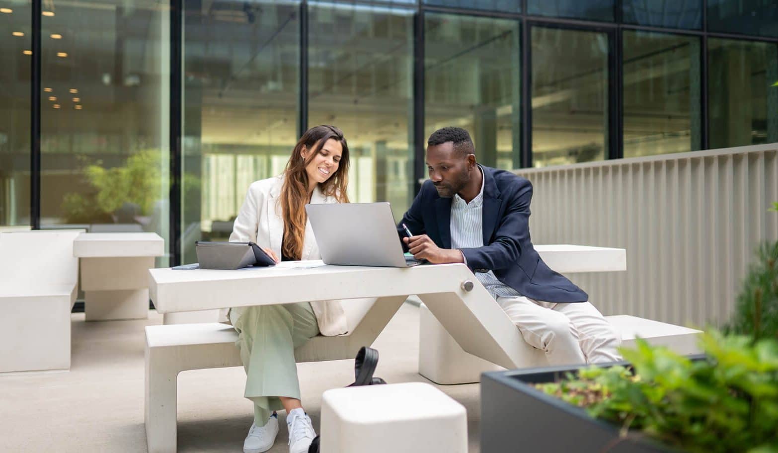 image Technopark, 2 people in front of building