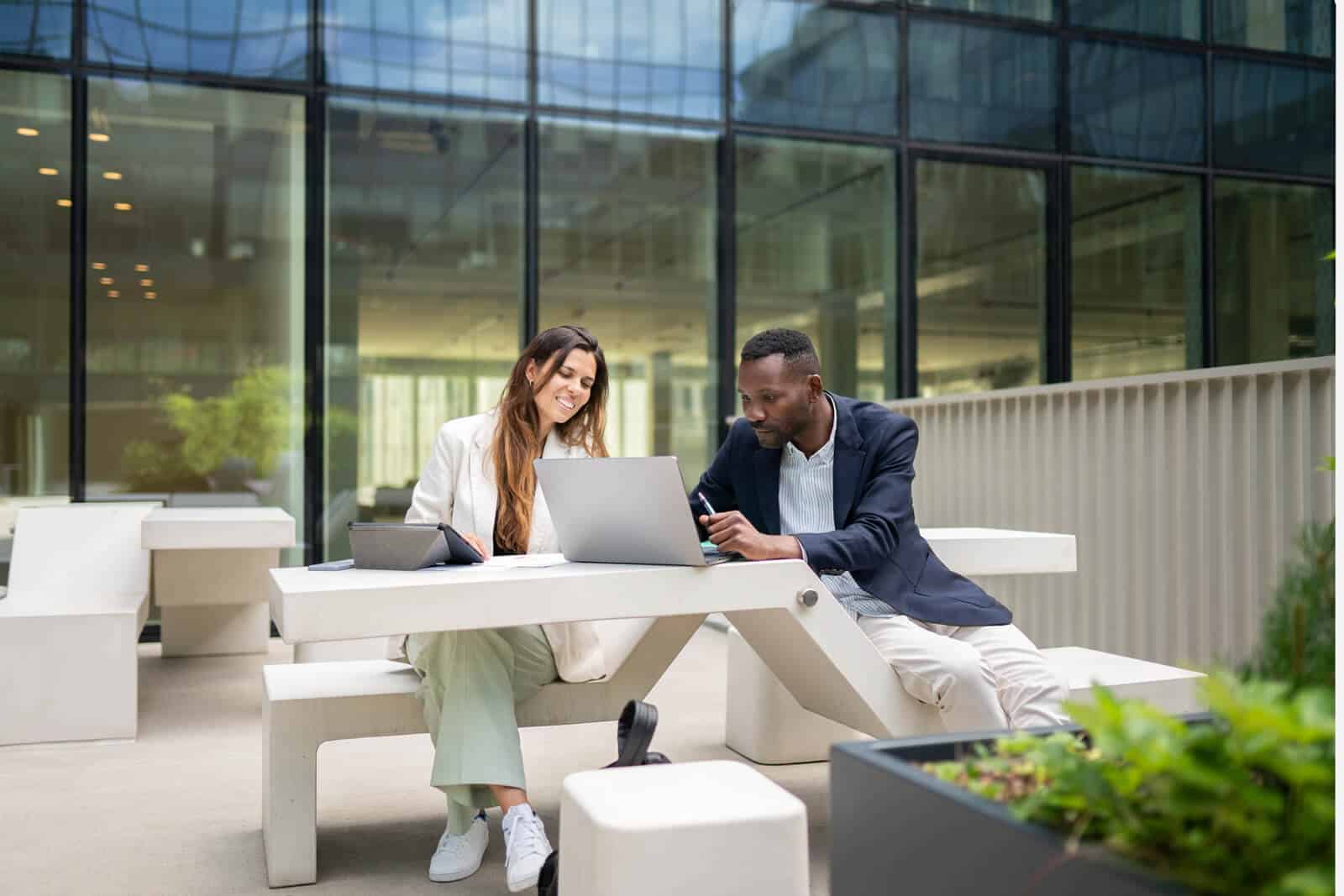 image Technopark, 2 people in front of building